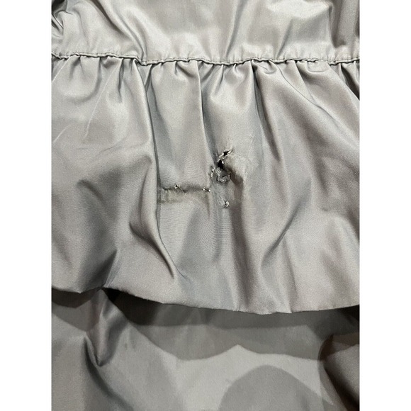 Burberry London Double Breasted Belted Green Gray Ruffled Trench Coat Sz US 6 - Picture 10 of 16